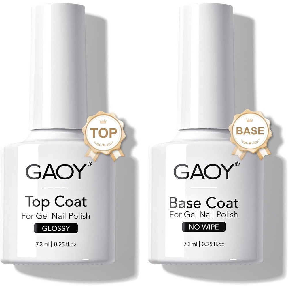 GAOY gel top coat and base coat set front view showing two bottles on a clean background