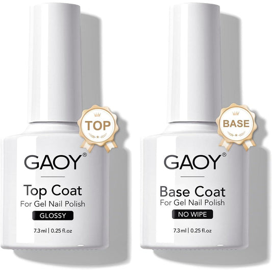 GAOY gel top coat and base coat set front view showing two bottles on a clean background