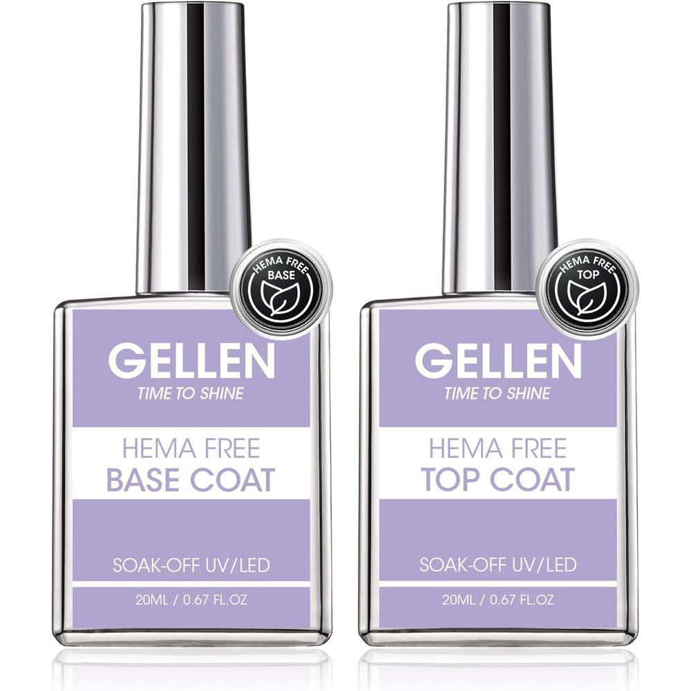 Gellen Hema Free Gel Base and Top Coat set front view showcase
