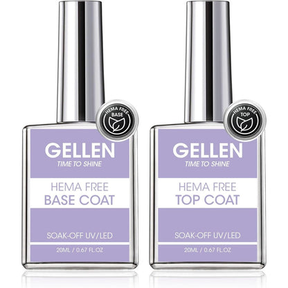 Gellen Hema Free Gel Base and Top Coat set front view showcase