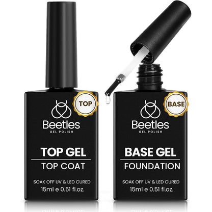 Beetles Gel Polish Top and Base Coat Set front view bottle display for professional glossy manicures
