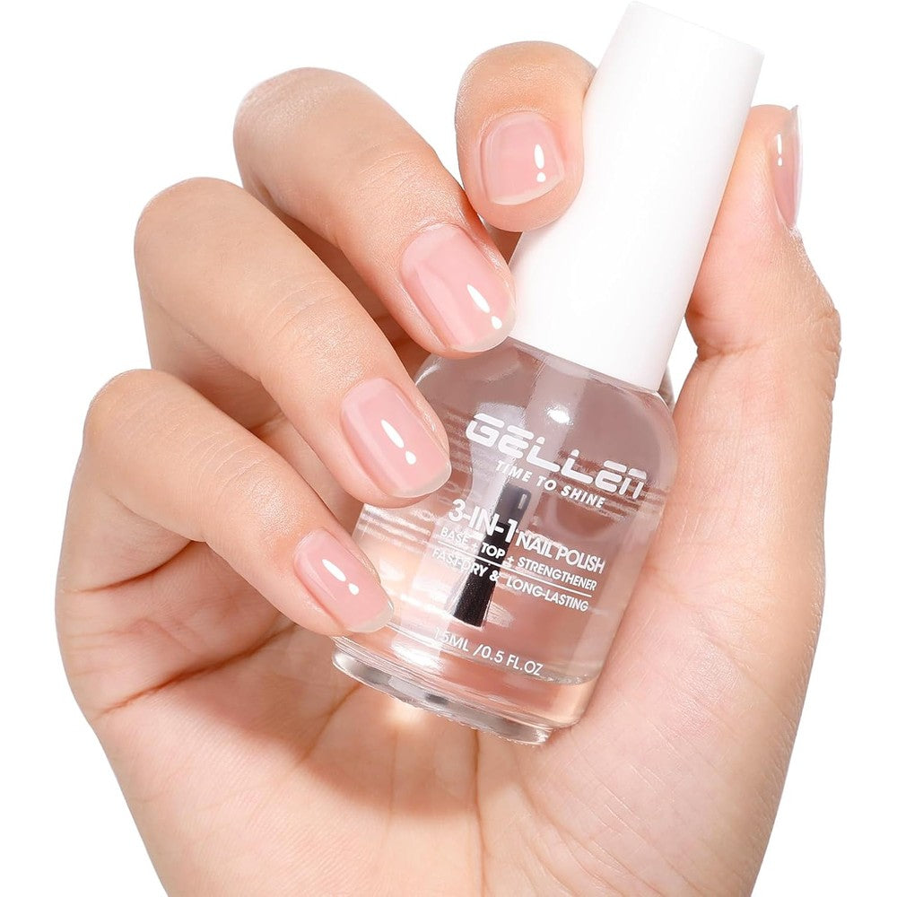 Gellen 3-in-1 clear nail polish front view of the bottle showing the official product label.