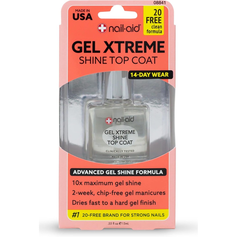 Nail-Aid Gel Xtreme Shine Top Coat clear nail polish bottle front view