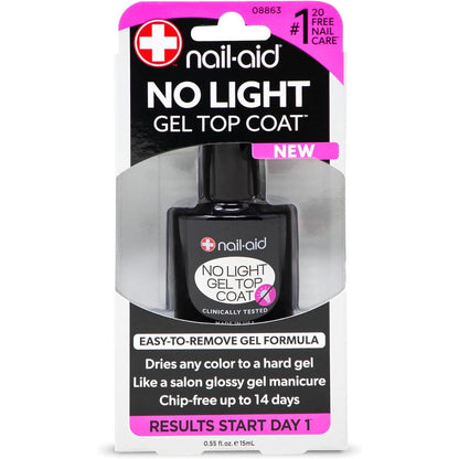 Nail-Aid No-Light Gel Top Coat front view bottle showing clear professional formula packaging