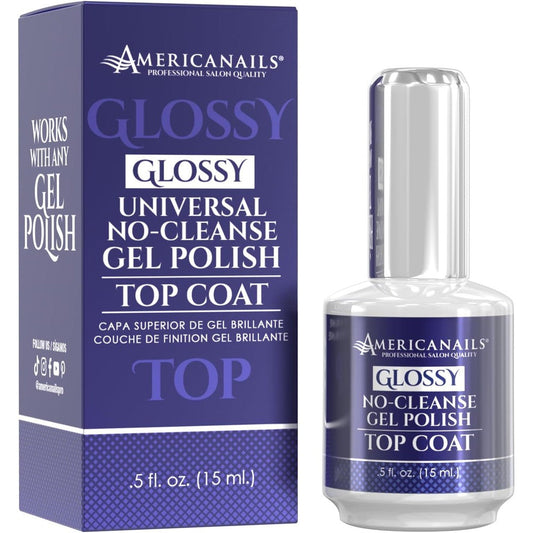 Americanails Gel Polish Top Coat front view bottle showing dual cure formula text