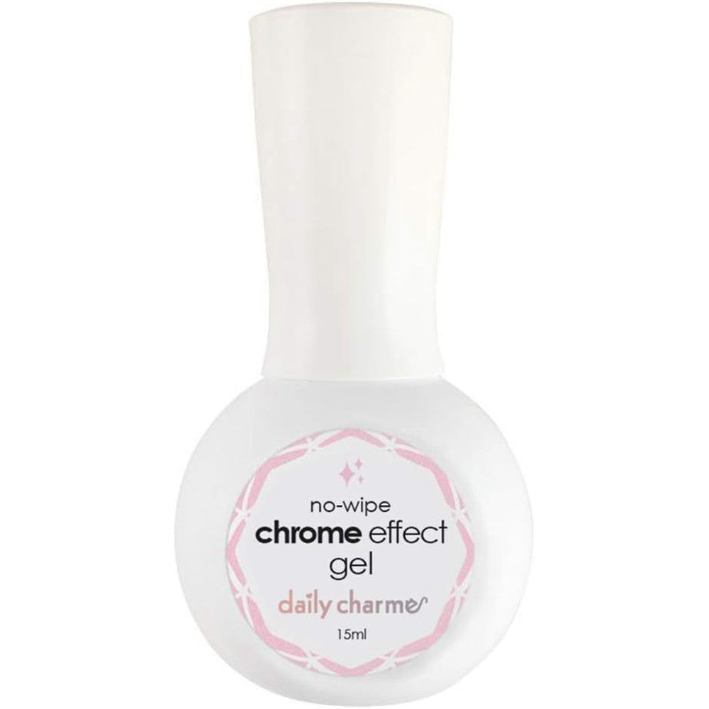 Daily Charme Chrome Effect No Wipe Gel Polish 15ml front view bottle for salon manicures