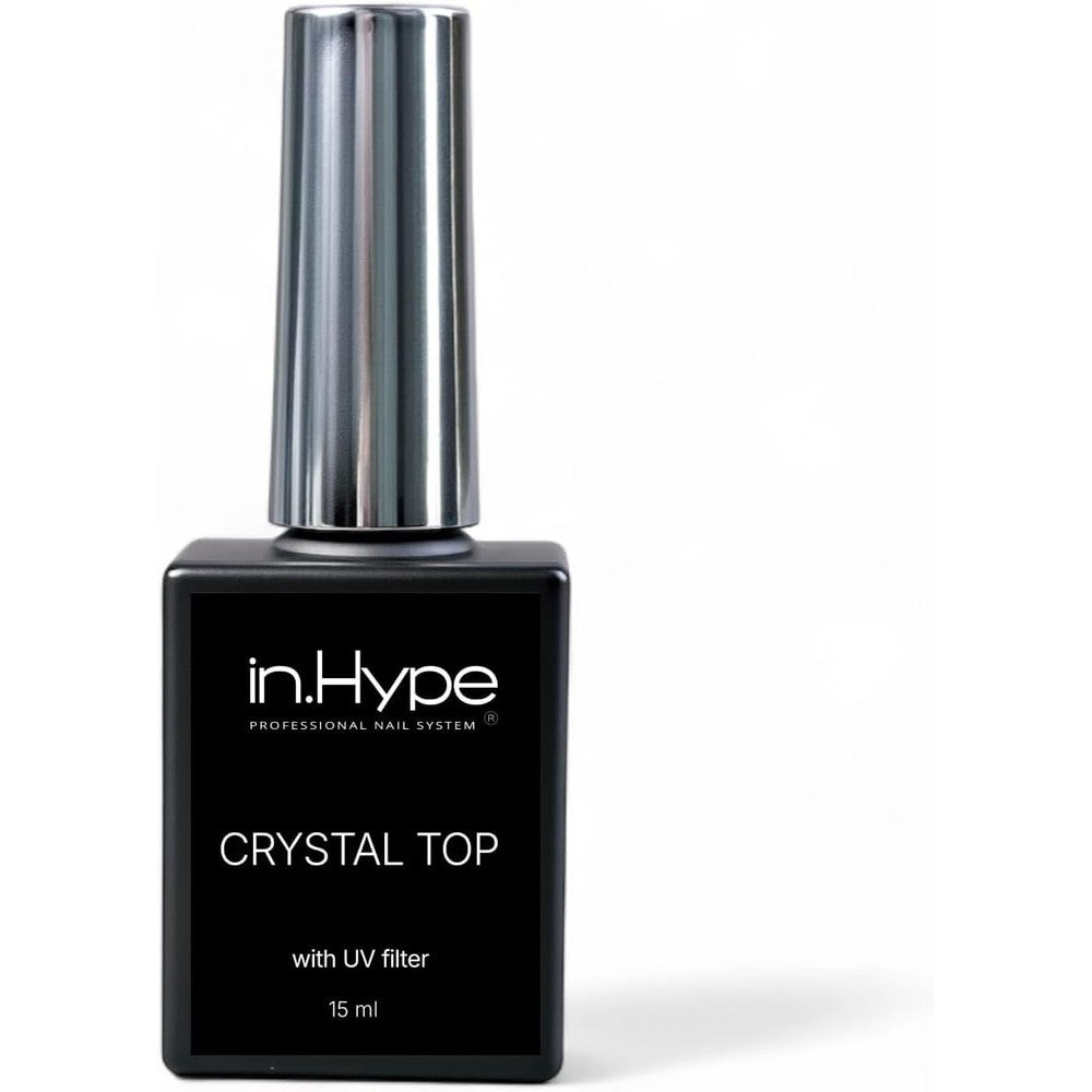 IN.HYPE Gel Top Coat Crystal Top front view bottle showing salon grade clear professional nail gel formulation