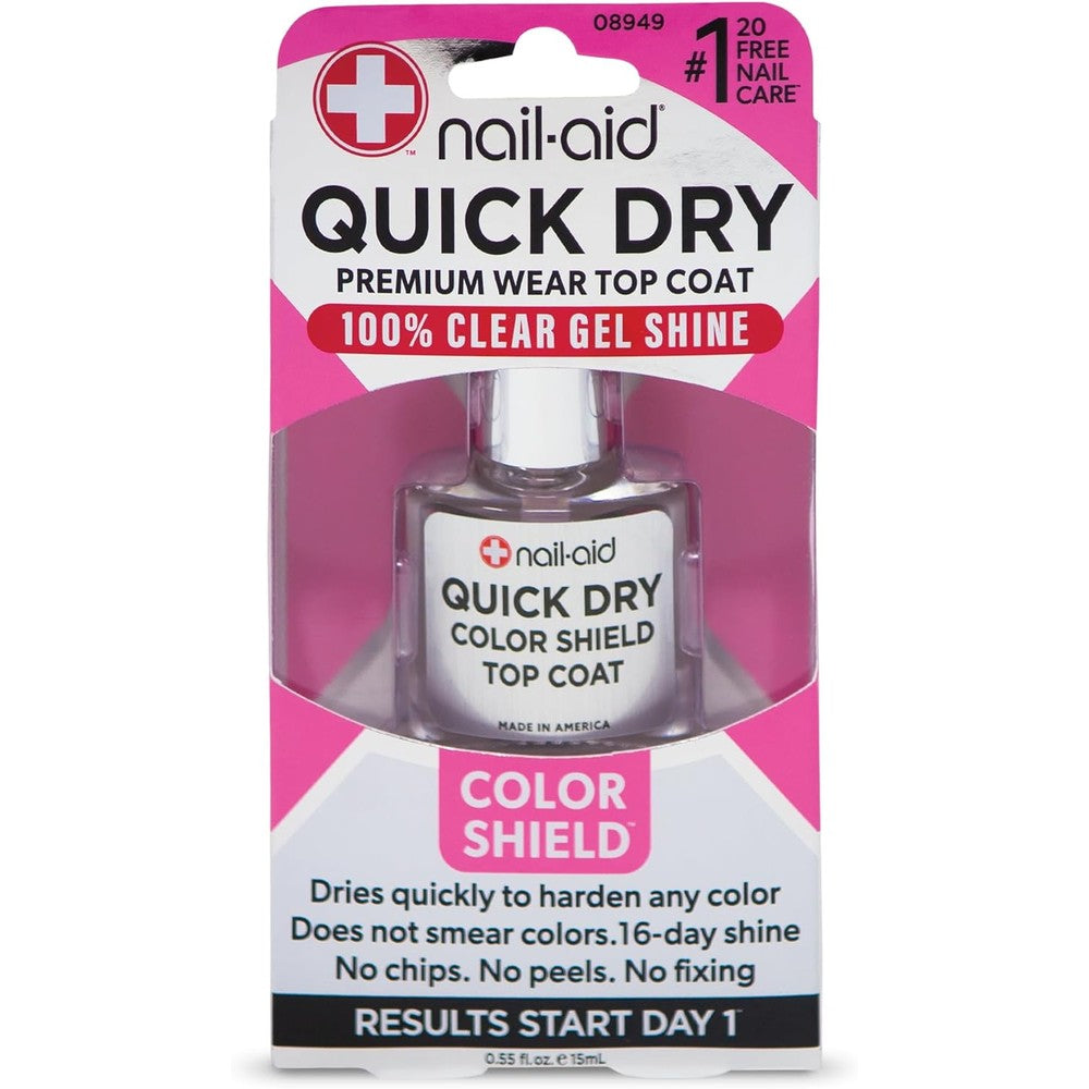 Nail-Aid Quick Dry Glass Shine Top Coat clear nail polish bottle front view