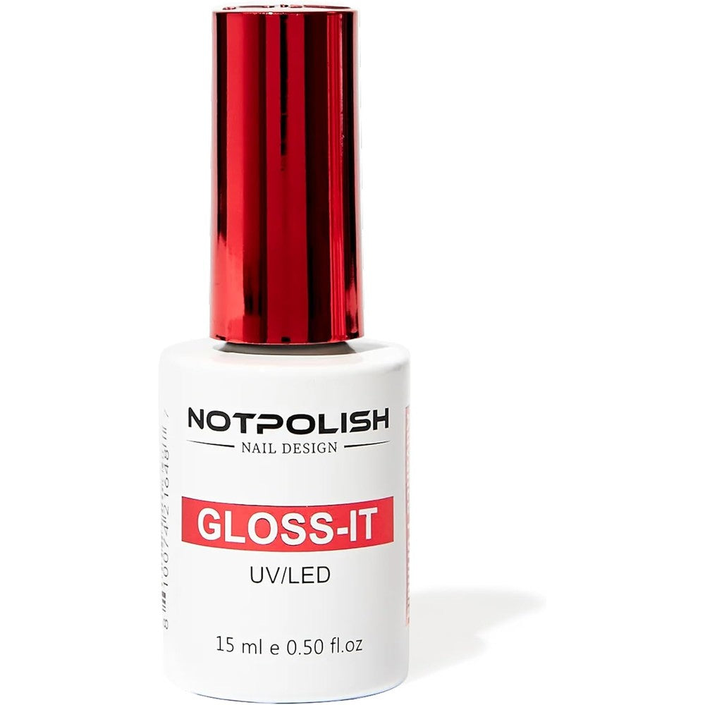 Notpolish Gloss-It Gel Nail Top Coat front view bottle with glossy red cap