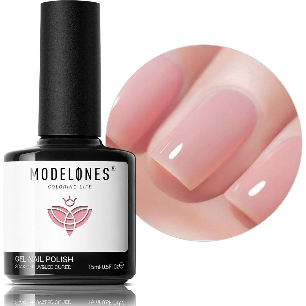 Modelones Jelly Nude Pink Gel Nail Polish front view