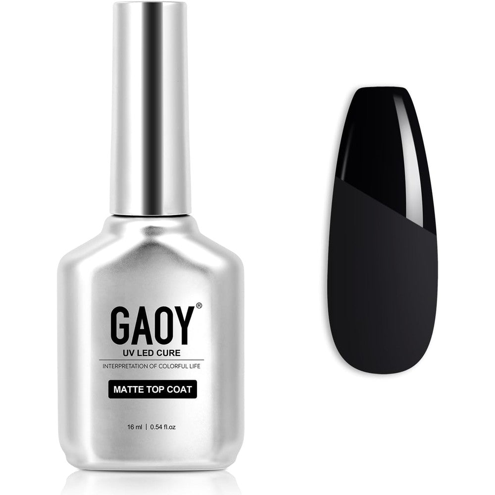 GAOY Matte Gel Top Coat 16ml bottle front view showing the no-wipe velvet finish label.