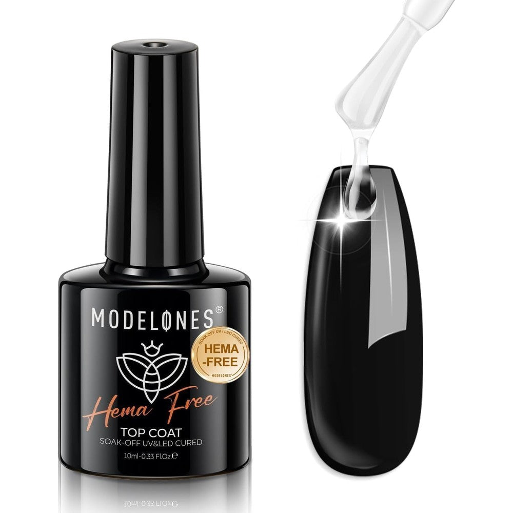 Modelones Hema-Free Gel Nail Polish Top Coat front view bottle on a clean white background