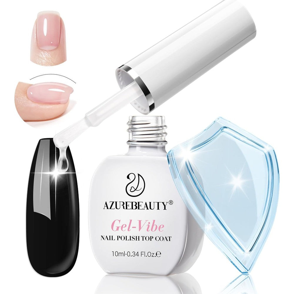AZUREBEAUTY Top Coat Nail Polish Clear front view bottle for salon-quality manicure.