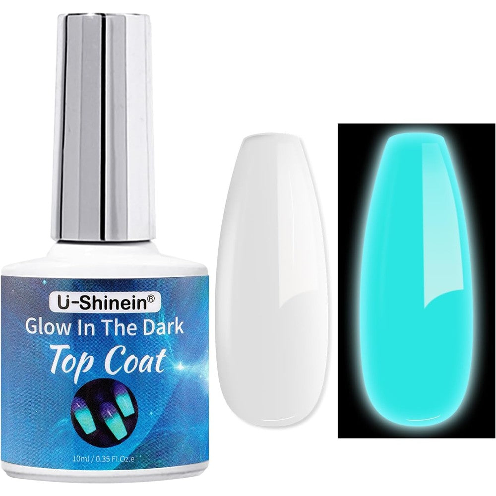 U-Shinein glow in the dark gel polish front view showing the premium ten milliliter bottle design.