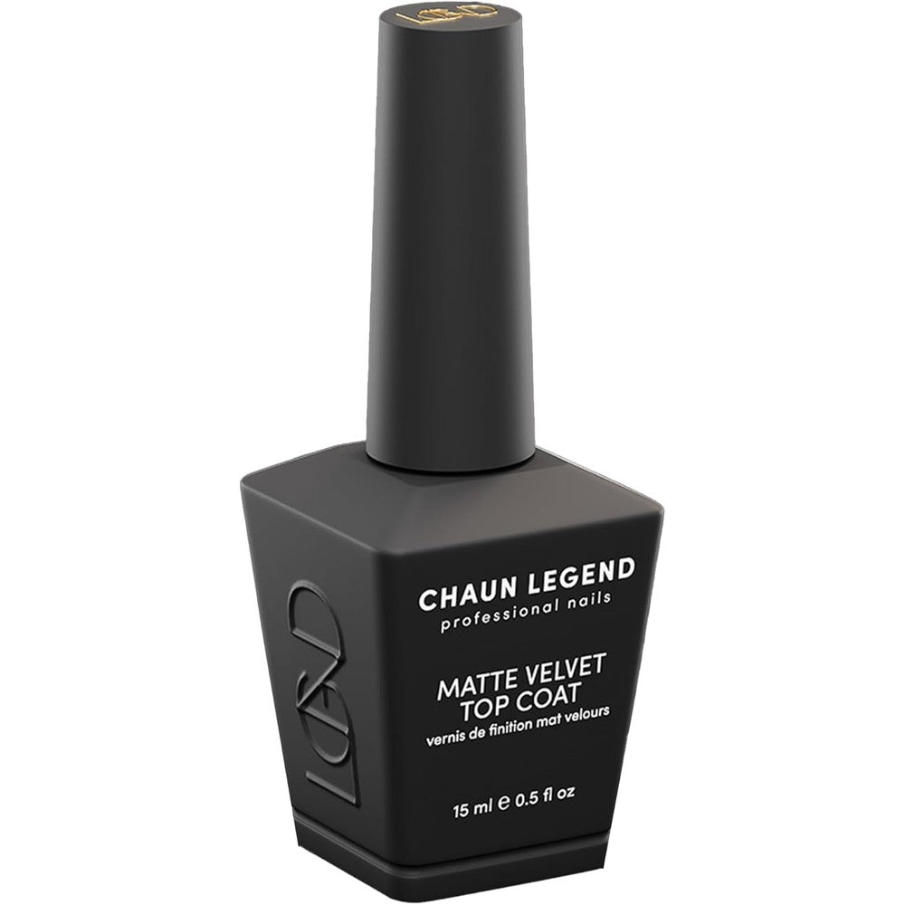 Chaun Legend Velvet Matte Top Coat 15 milliliters front view showing professional gel bottle.