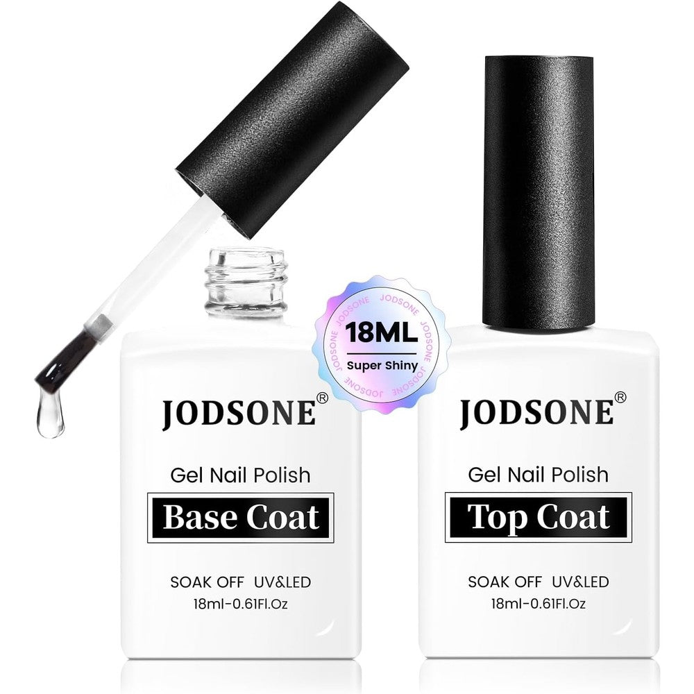 JODSONE gel nail polish base coat and top coat eighteen milliliters bottles front view
