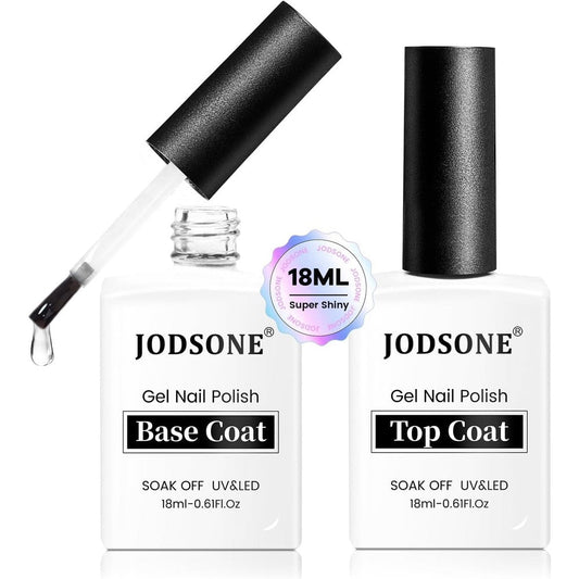 JODSONE gel nail polish base coat and top coat eighteen milliliters bottles front view