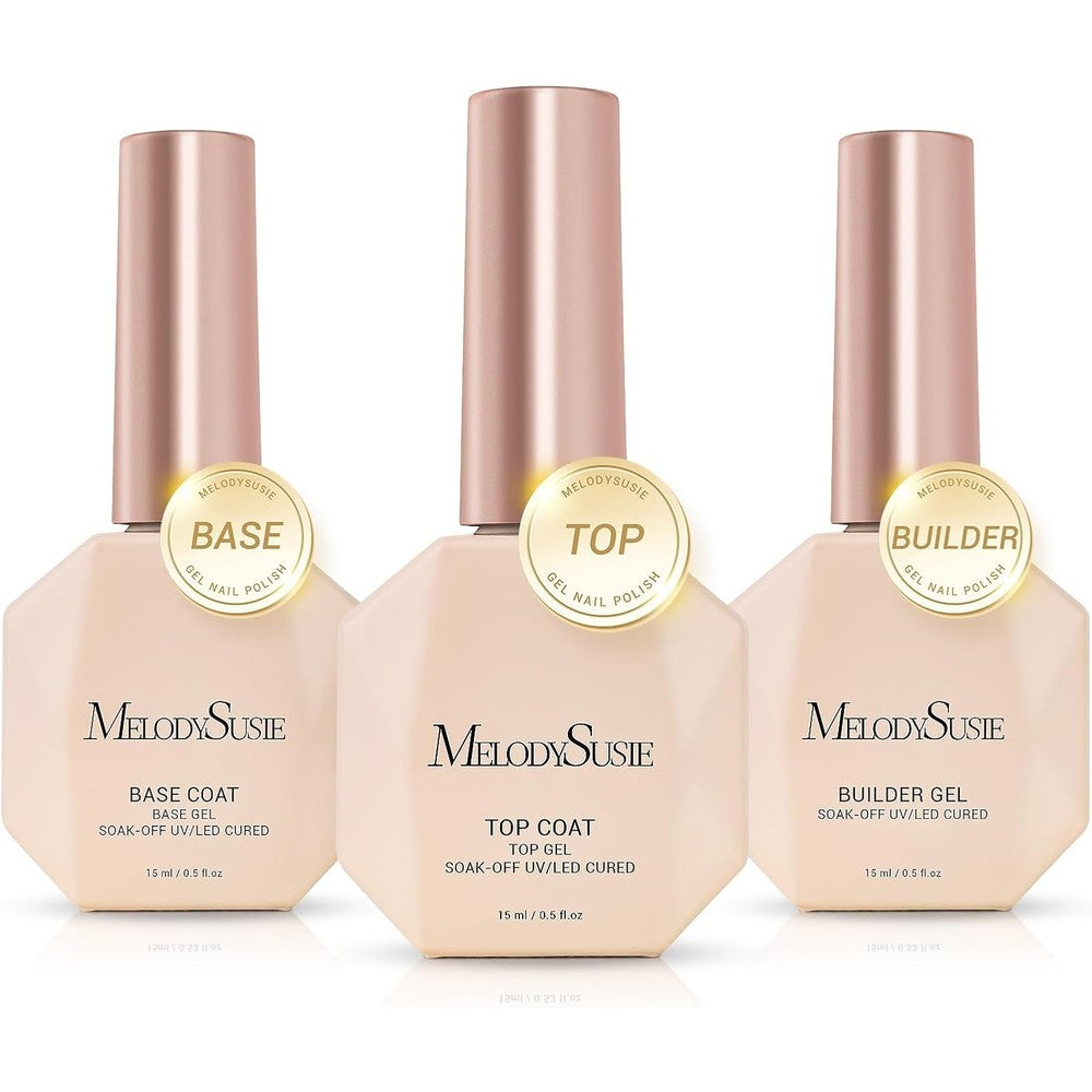 MelodySusie top coat builder gel base coat set front view glossy clear nail polish kit