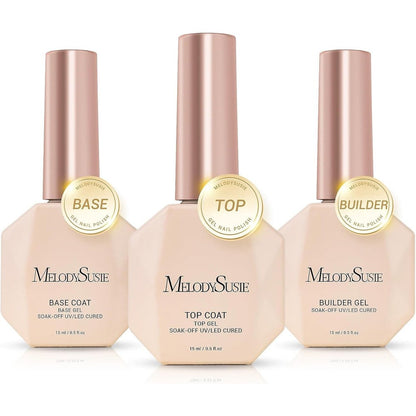 MelodySusie top coat builder gel base coat set front view glossy clear nail polish kit