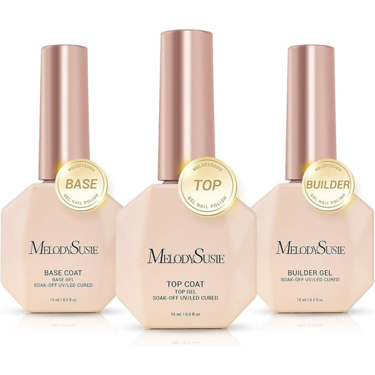 MelodySusie top coat builder gel base coat set front view glossy clear nail polish kit