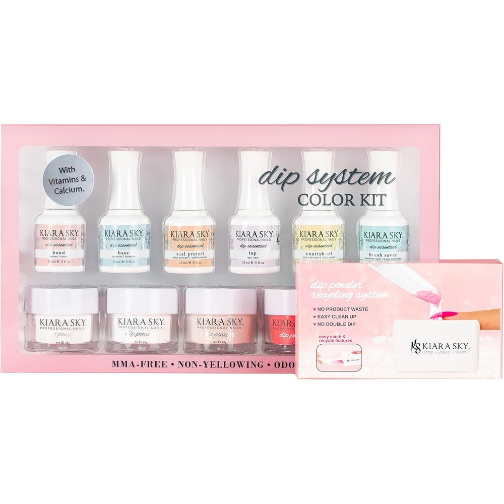 Kiara Sky Color Dip Powder Kit including bond base seal protect and signature color powders