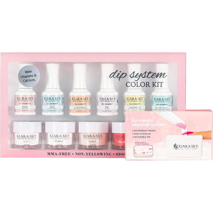 Kiara Sky Color Dip Powder Kit including bond base seal protect and signature color powders