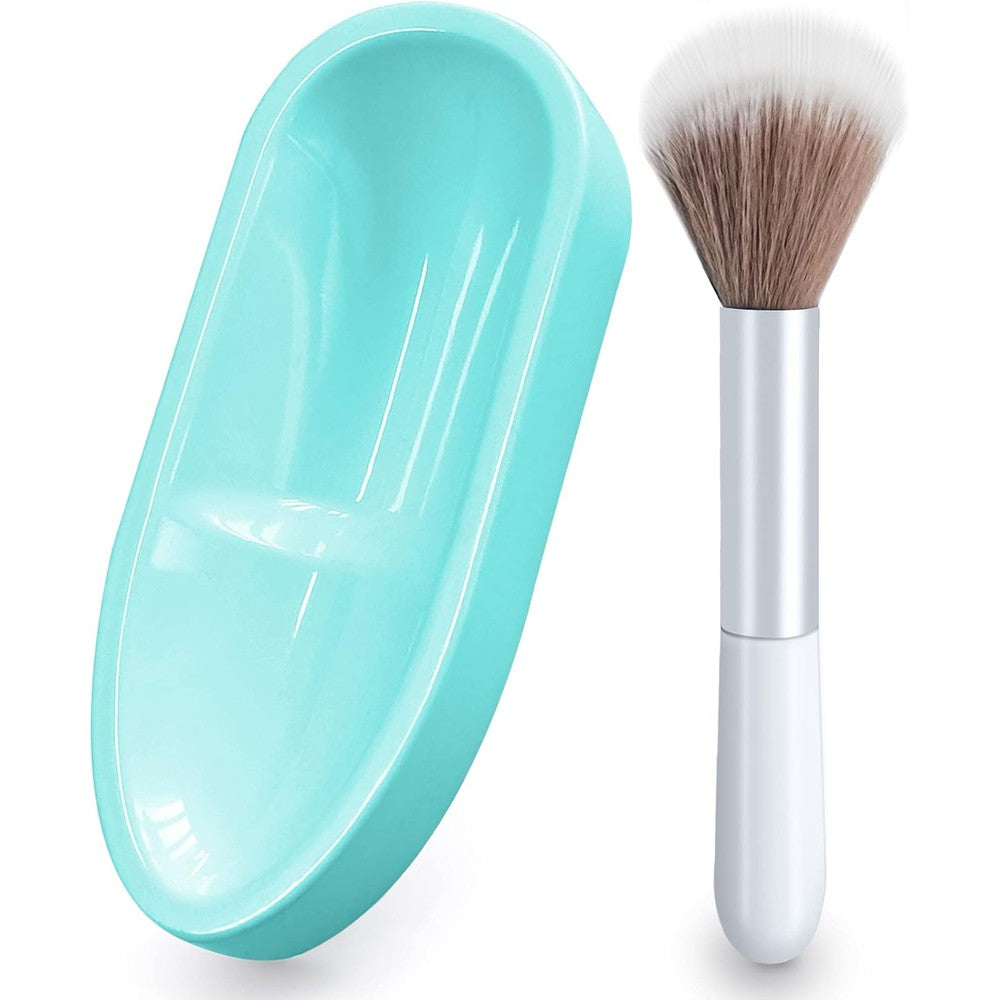 Unibouti French tip dip powder tray green front view highlighting dual finger grooves