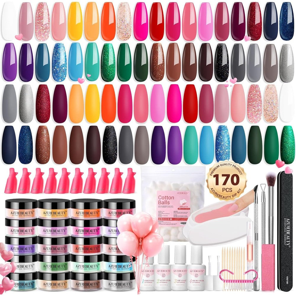 AZUREBEAUTY 36 color dip powder kit featuring brown orange and yellow shades