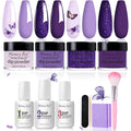 Honey Joy dip powder nail kit front view showcasing the 4 color purple and blue acrylic system boxes.
