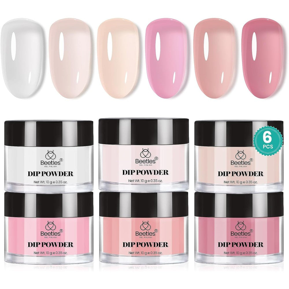 Beetles dip powder nail kit with 6 jelly pink and translucent nude colors