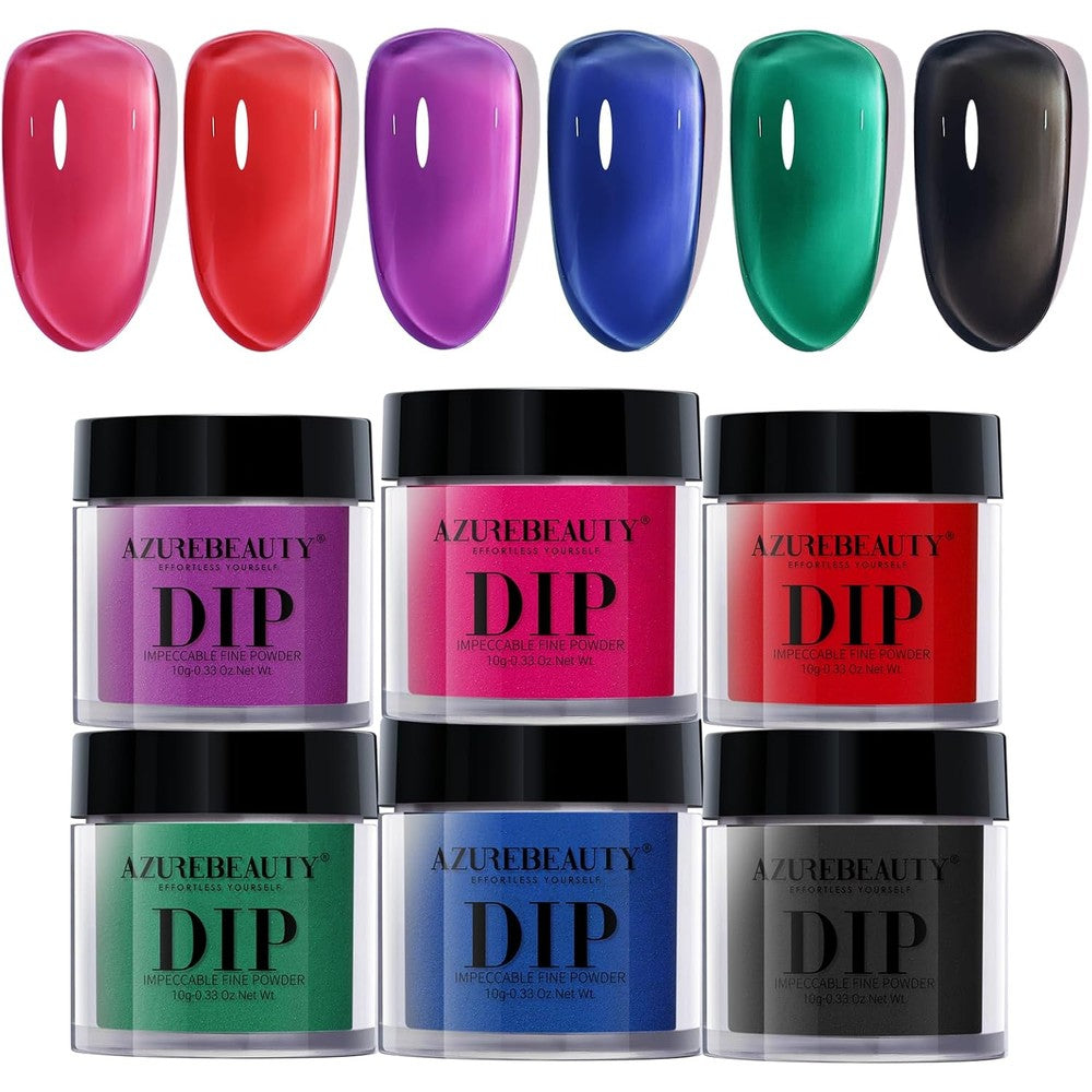 AZUREBEAUTY Dip Powder Nail Kit front packaging view with six jelly glow colors
