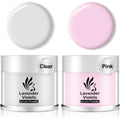Lavender Violets clear and pink acrylic dip powder set front view