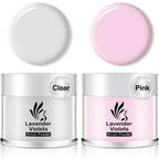 Lavender Violets clear and pink acrylic dip powder set front view