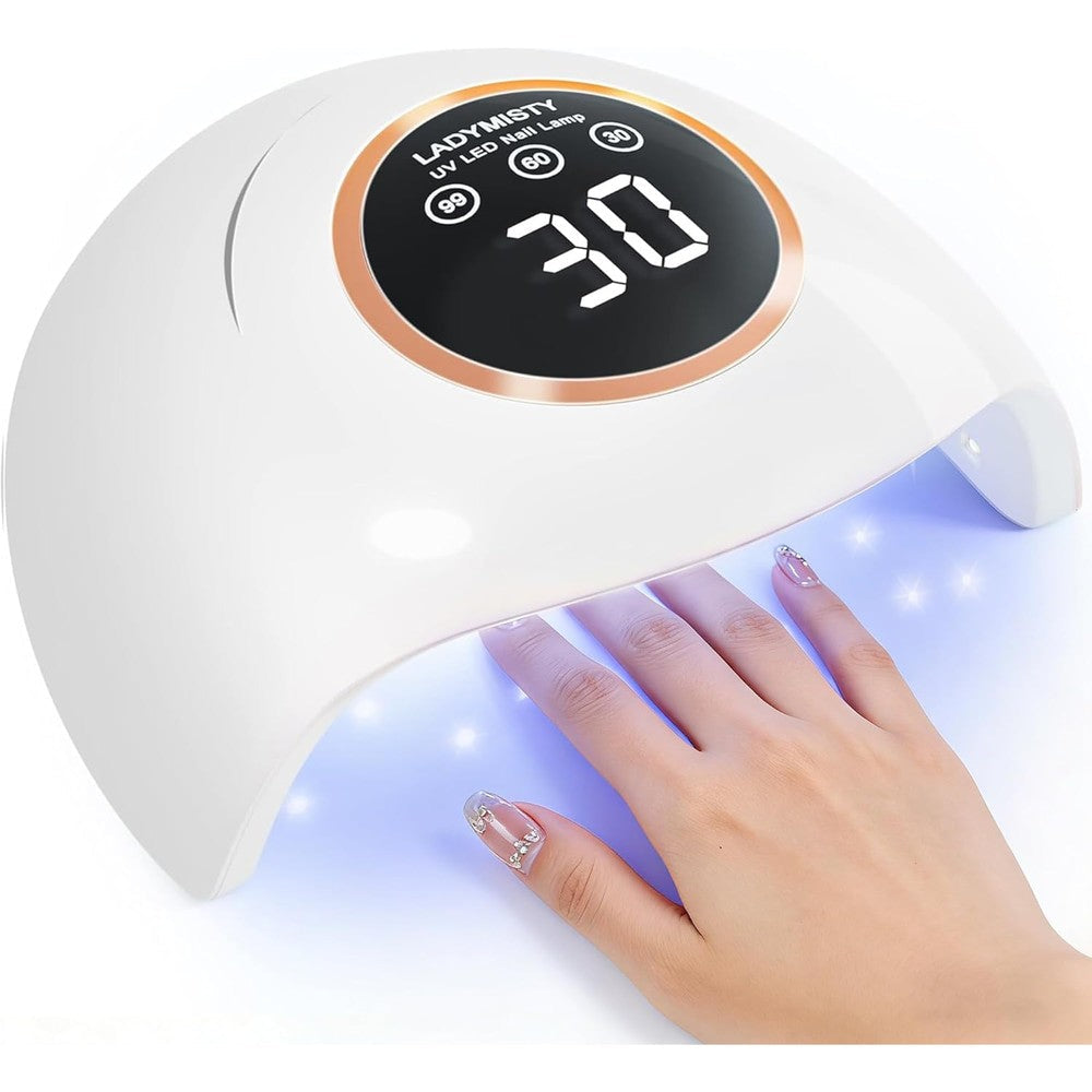 LadyMisty 72W UV LED Nail Lamp front view with LCD display
