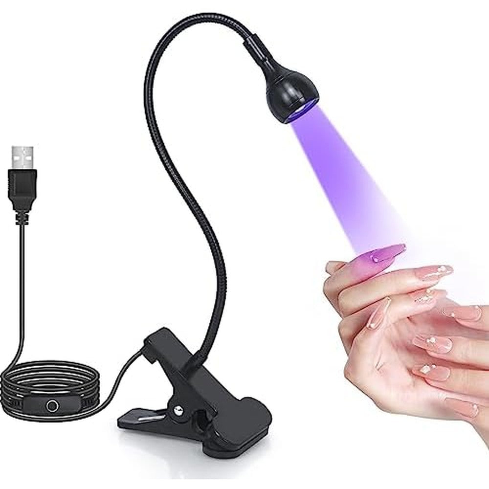 Geisofu UV Nail Lamp with gooseneck in a professional manicure setup.