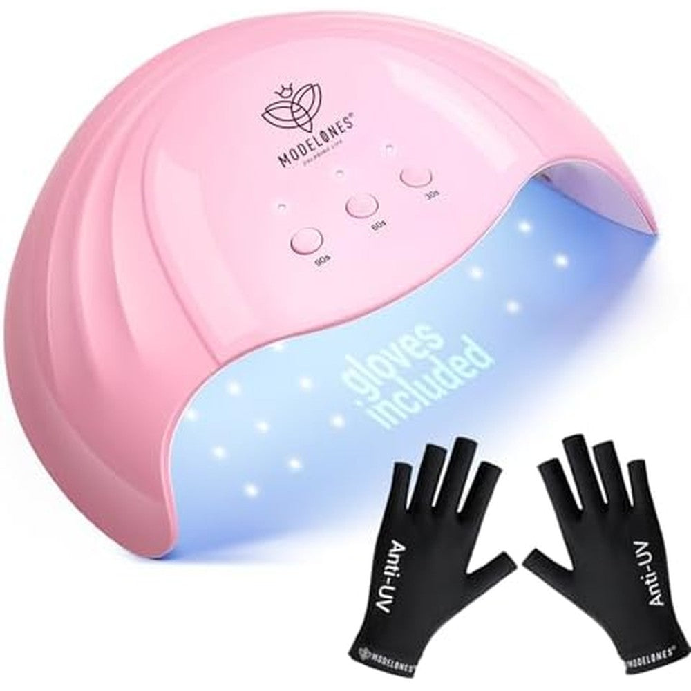 Modelones 48W UV nail lamp kit with protective gloves front view
