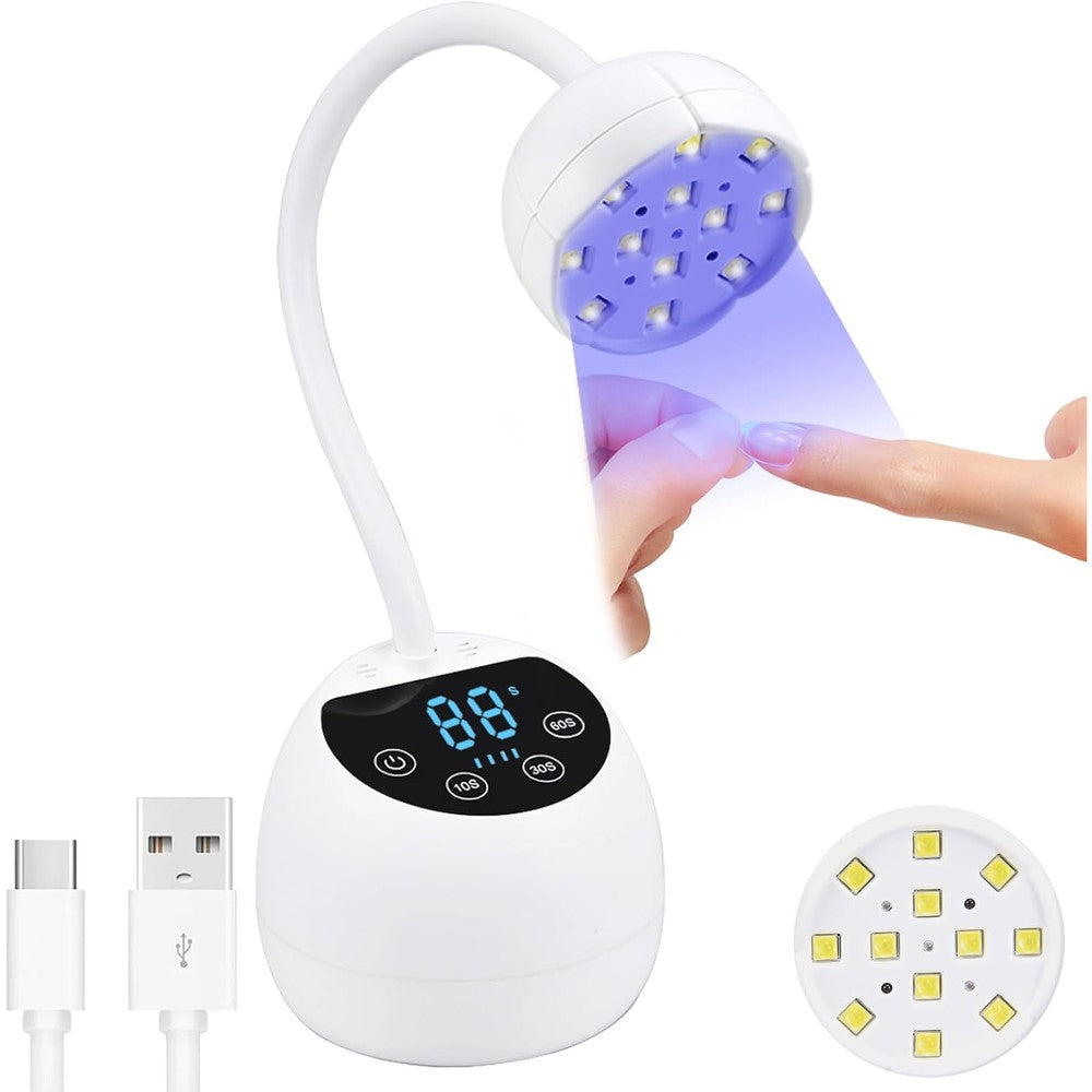 PHAIN mini uv led nail lamp front view on table for portable nail drying