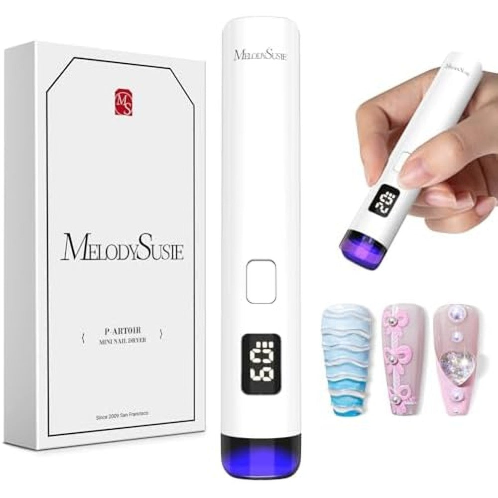 MelodySusie handheld cordless UV nail lamp front view white rechargeable mini light
