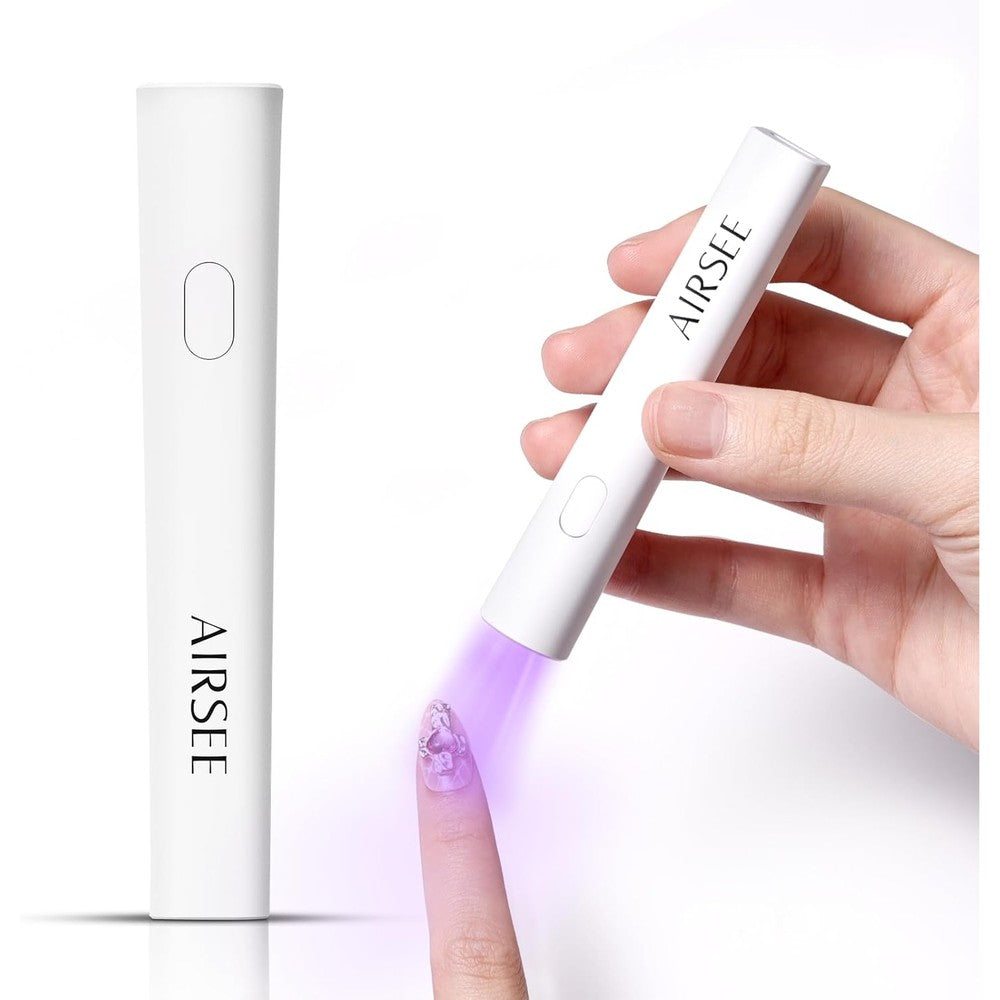 AIRSEE mini handheld uv light white front view showing sleek pen design