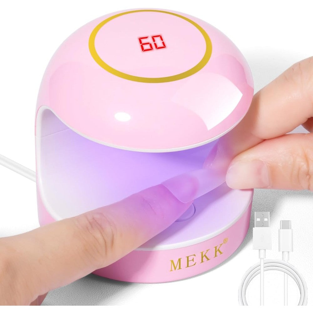 MEKK Mini UV Light for Gel Nails pink single finger lamp front view