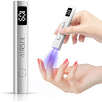 AIRSEE cordless mini nail lamp front view in silver