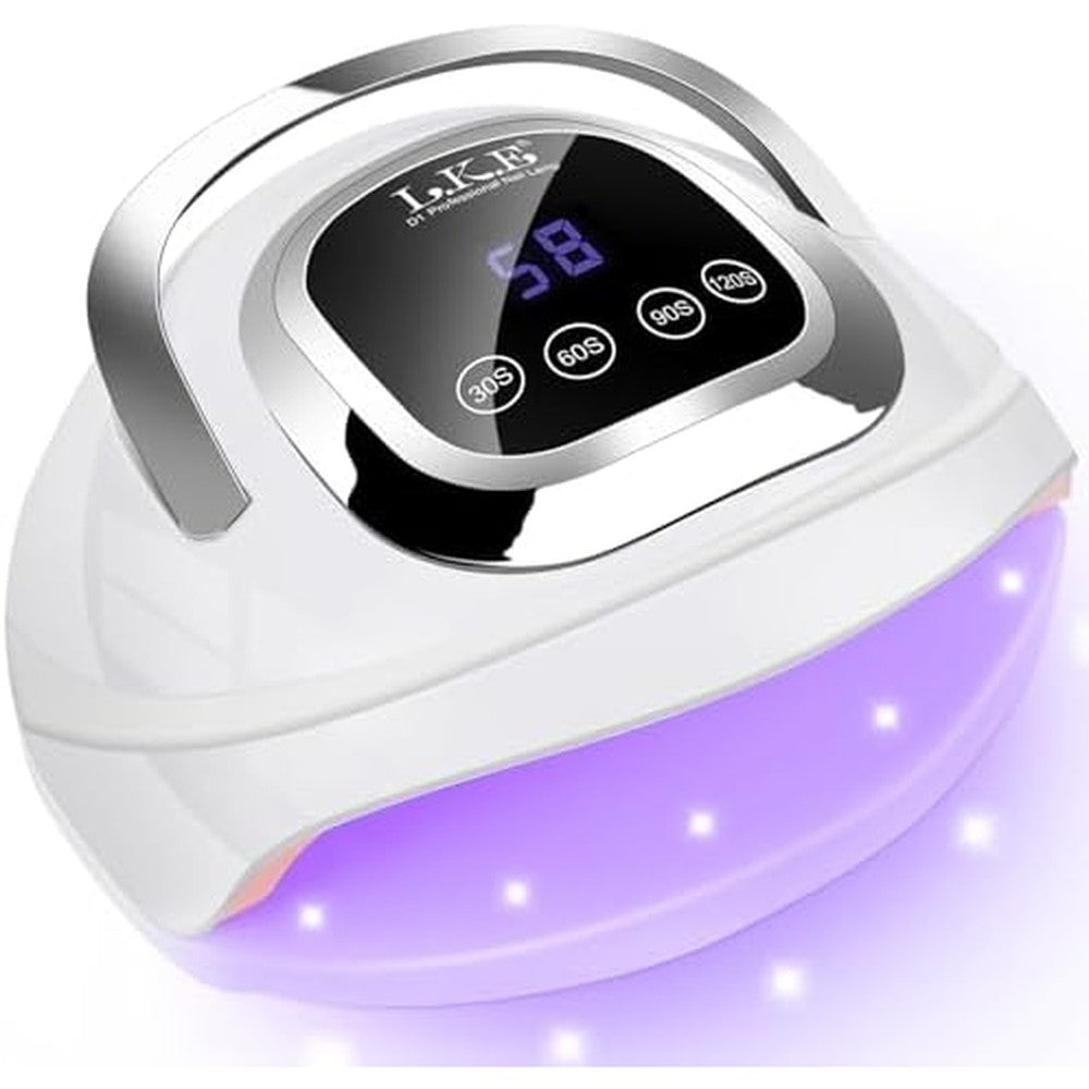 Wisdompark UV Nail Lamp 268W front view showing digital LCD display screen and white exterior