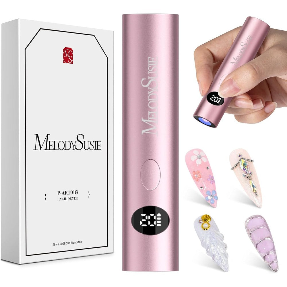 MelodySusie handheld cordless UV nail lamp front view pink