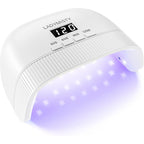 LadyMisty UV nail lamp front view displaying white arch design and digital screen