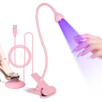 Aoraem UV LED nail lamp front view showcasing pink finish and flexible gooseneck
