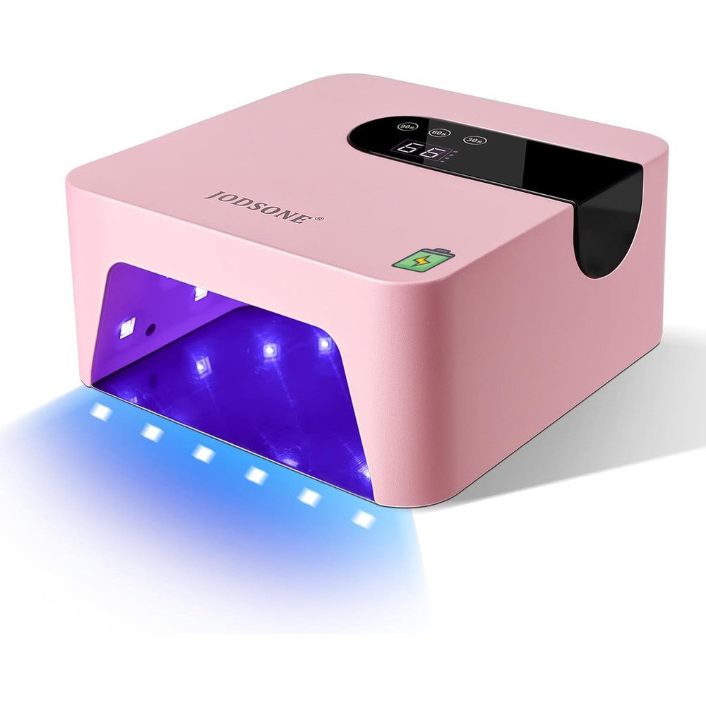 JODSONE rechargeable ultraviolet nail lamp front view pink cordless nail dryer