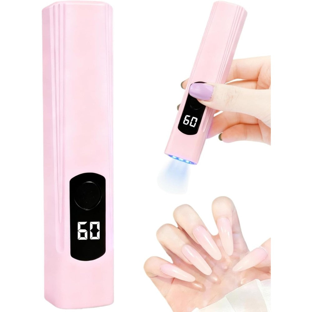 Kylara handheld UV light for gel nails front view showing sleek white finish and digital display screen