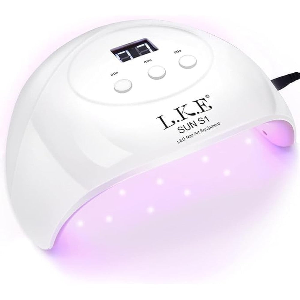 Wisdompark 72W UV LED Nail Lamp front view showing digital LCD touch display screen