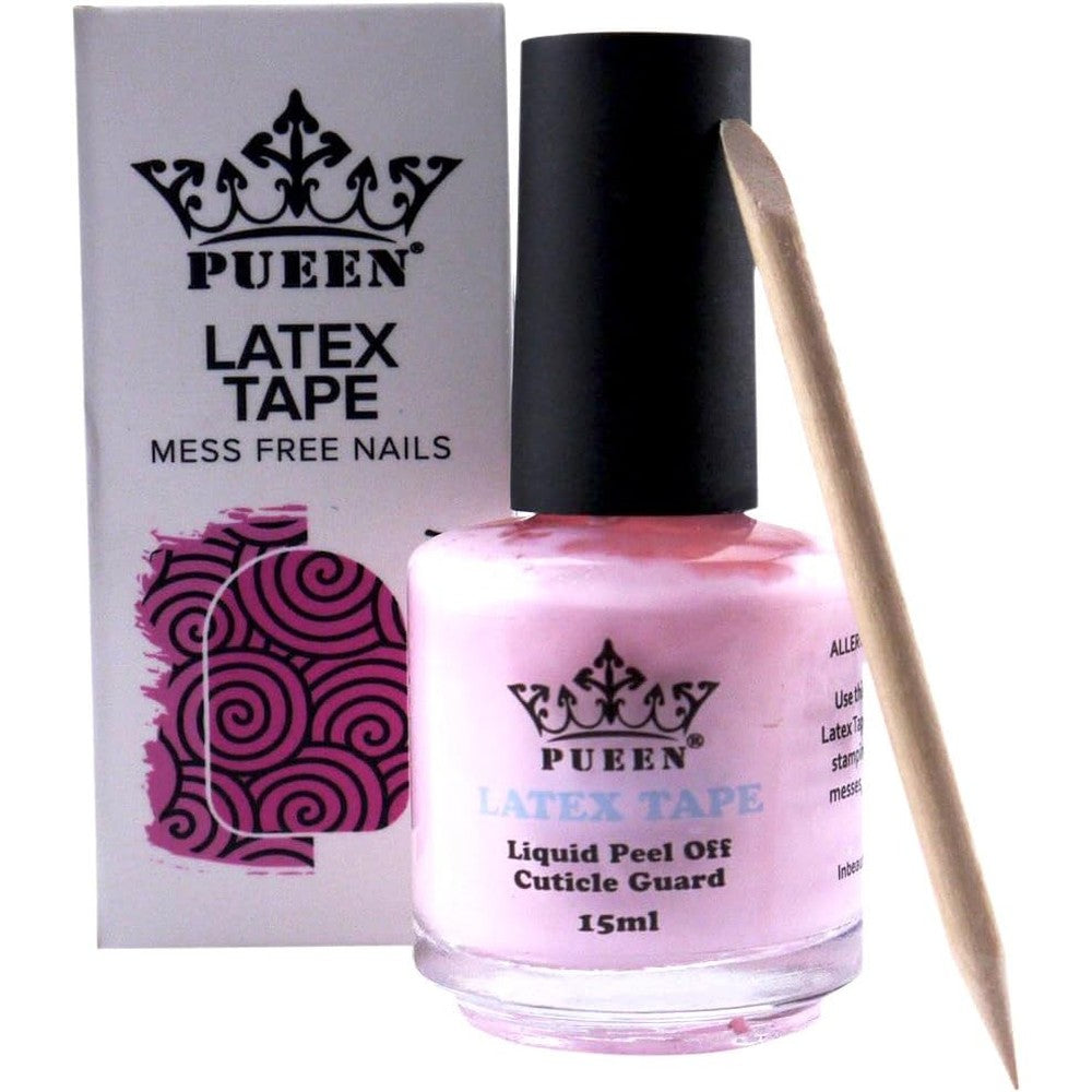Pueen Latex Tape Peel Off Cuticle Guard bottle front view for precise liquid nail barrier application.