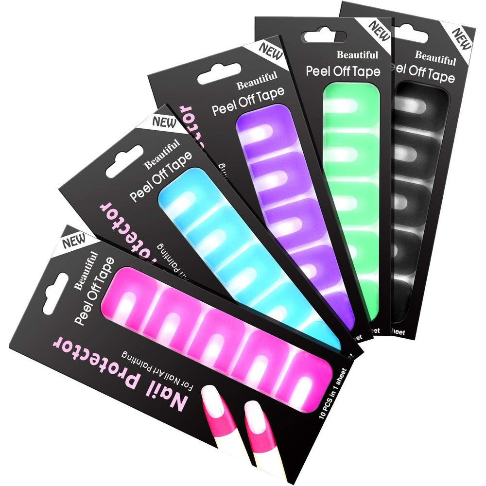 Outus U Shape Nail Polish Protector Guards front view packaging sheet showing individual pink stickers.